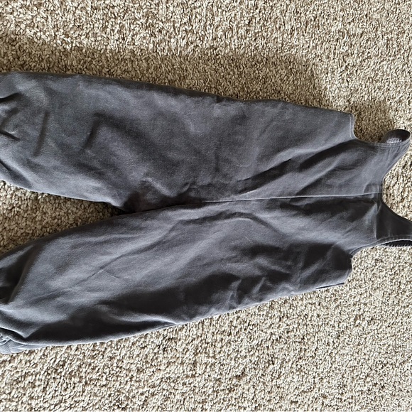 Grey Smocked Velvet Overall - Picture 2 of 4